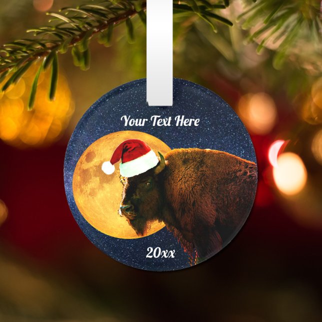 Ornamento American Bison, Full Moon e Santa Hat (Criador carregado)