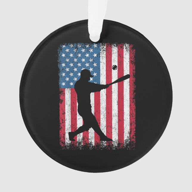 Ornamento American Flag Baseball Team Presente para Men Boys (Frente)