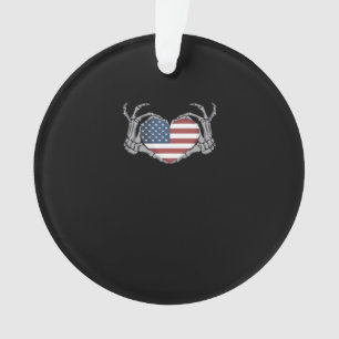 Ornamento American Flag Heart Feed