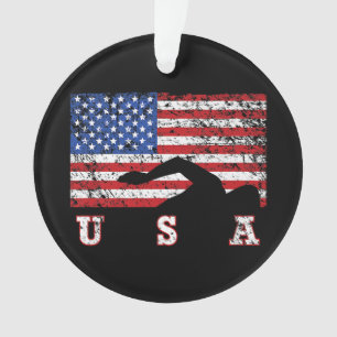 Ornamento American Flag USA Gift Natação Team Premium