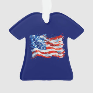Ornamento American Flag USA Watercolor 4 de julho