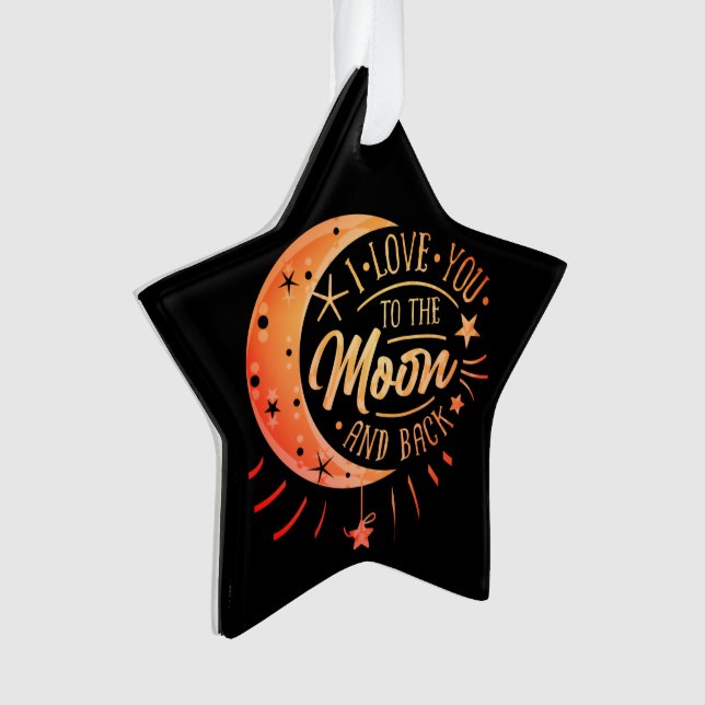 Ornamento Amo-Te À Lua De Trás Do Presente Moderno Negro (Frente)