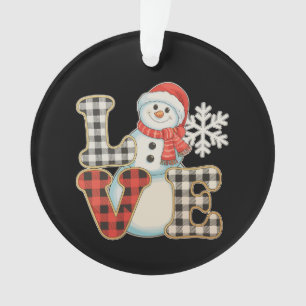 Ornamento Amor de Natal Boneco de Neve Bonito Xadrez de Búfa