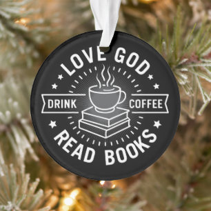 Ornamento Amor Deus Beba Café Ler Livros Vintage