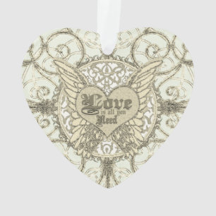 Ornamento Amor é tudo que você precisa de anjo e coração