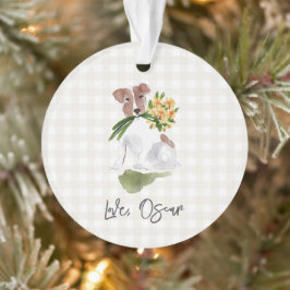 Ornamento Amor NOME DO PET Terrier Gingham Cachorro Arte Aqu