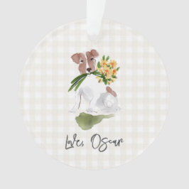 Ornamento Amor NOME DO PET Terrier Gingham Cachorro Arte Aqu
