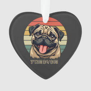 Ornamento Amor Pug Para Sempre � Design de Amante de Pug Fof