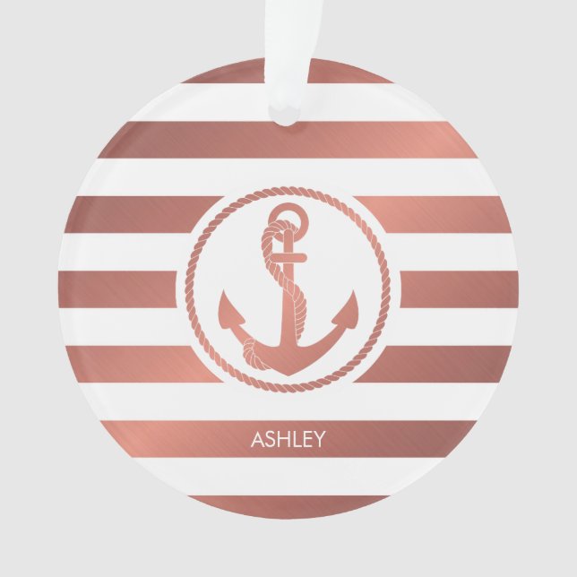 Ornamento Âncora rosa Dourada (Frente)