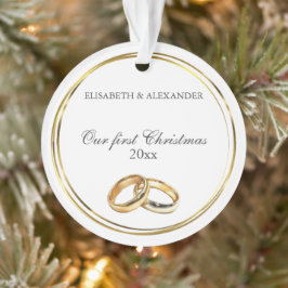 Ornamento Anéis de Casamento Dourados personalizaram nosso p