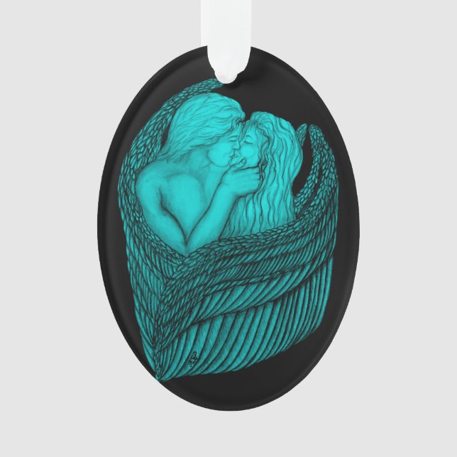 Ornamento Angels Kissing, Design preto e verde (Frente)