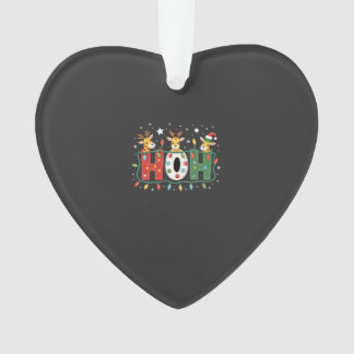 Ornamento Animação de Girafa Ho Ho Ho com Chapéu de Natal Co