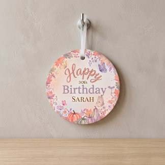 Ornamento Aniversário Boho Outono Abóbora Personalizado