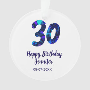 Ornamento aniversário de 30 anos adicionar nome data ano azu