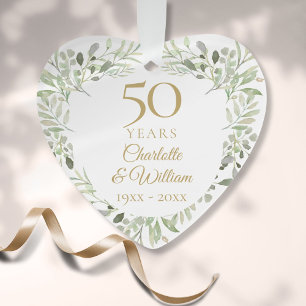 Ornamento Aniversário de 50 anos de casamento com folhagens