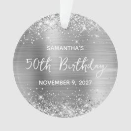Ornamento Aniversário de 50 anos em Glittery Prata