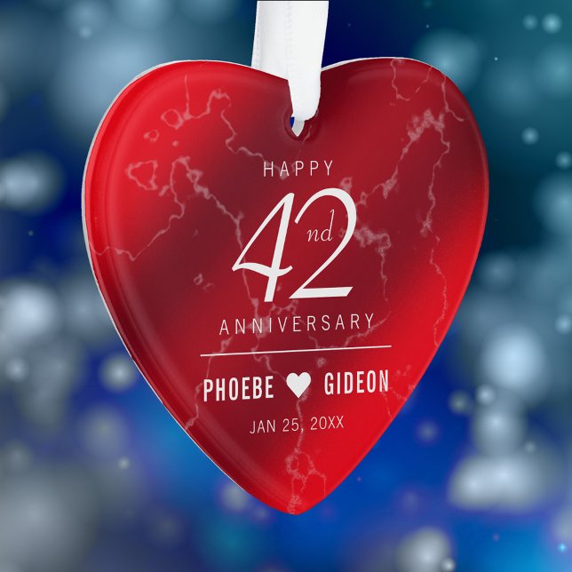 Ornamento Aniversário de Casamento do Elegante 42º Jasper (Elegant 42nd Jasper Wedding Anniversary Acrylic Ornament Cover Photo.)