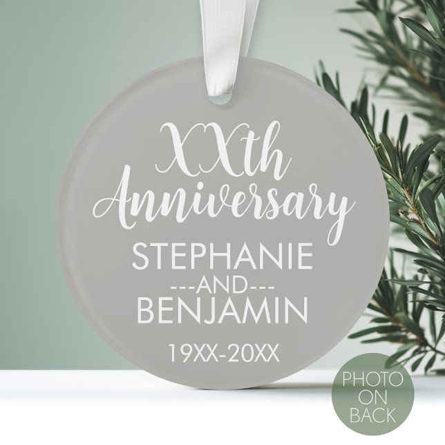 Ornamento Aniversário de Casamento - Foto em Volta - Prata (Personalized Wedding Anniversary Photo Ornament)