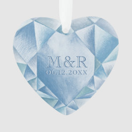 Ornamento Aniversário do Casamento 60 do Watercolor Heart Di