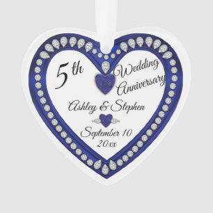 Ornamento Aniversário do Casamento de 5 Sapphire Diamond Kee