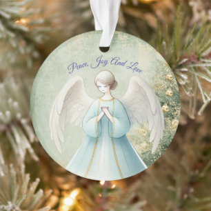 Ornamento Anjo Azul Pastel Natal Cristão