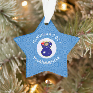 Ornamento Anjo da Bandeira Australiana Hanukkah Personalizad