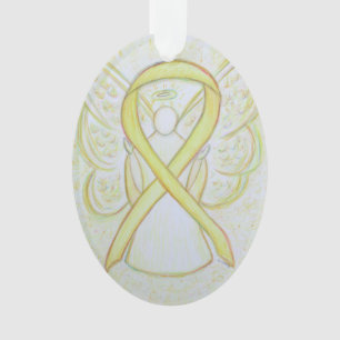Ornamento Anjo da Faixa de Sensibilização Amarela Pendente