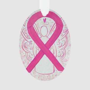 Ornamento Anjo de Fita de Consciência Rosa-Quente