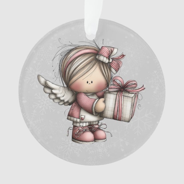 Ornamento Anjo de Natal Caprichoso (Frente)