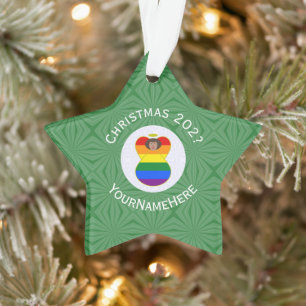 Ornamento Anjo de Natal de Pele Morena Orgulho Gay Bandeira 