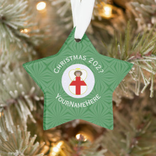 Ornamento Anjo Inglês Bandeira de Natal Personalizada 