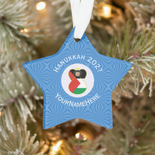 Ornamento Anjo Personalizado da Hanukkah com Bandeira Palest