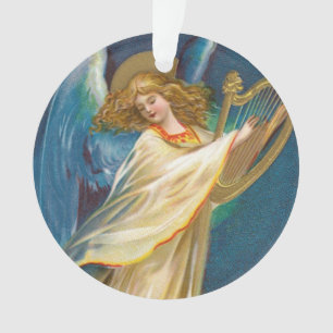 Ornamento Anjo Tocando Música Em Uma Harpa
