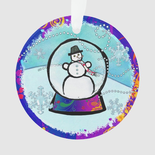 Ornamento Ano de Arte Foliar do Globo de Neve do Frost (Frente)