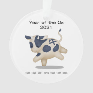Ornamento Ano do Ox Cute Zodiac Animal 2021