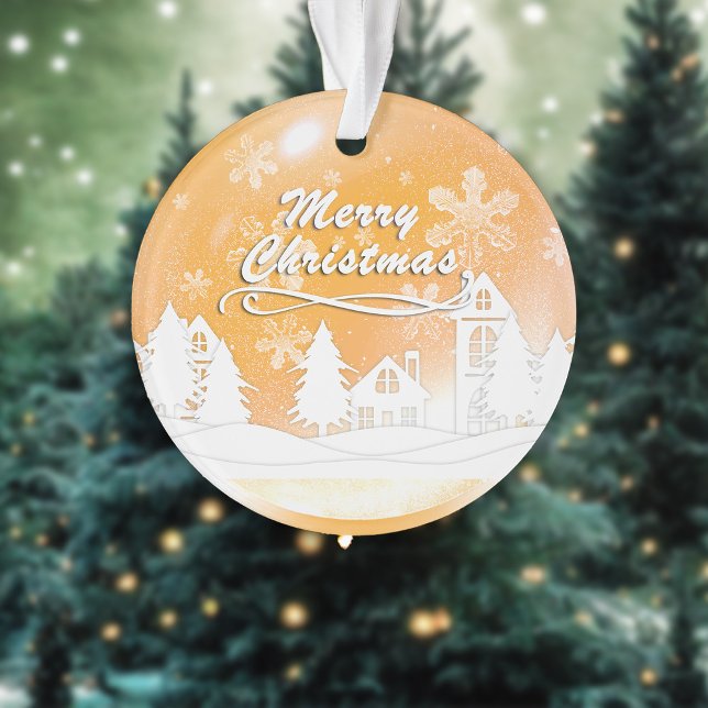 Ornamento Ano Novo de Natal da Casa Branca Dourada (Criador carregado)