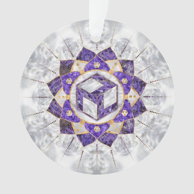 Ornamento Antahkarana em Lotus Mandala- Ametist e Pearl (Frente)