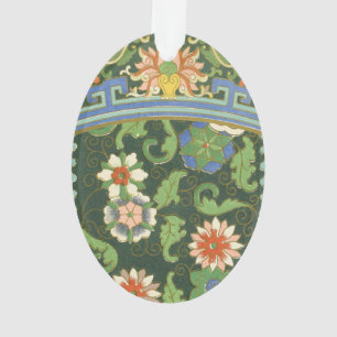 Ornamento Antigo Padrão Chinês de Cloisonné: Jade Verde