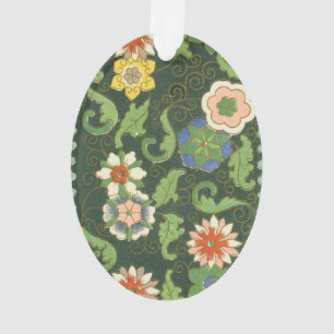 Ornamento Antigo Padrão Chinês de Cloisonné: Jade Verde