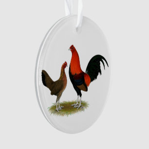 Ornamento Antigos Bantams de Jogo Inglês: BB Red Pair