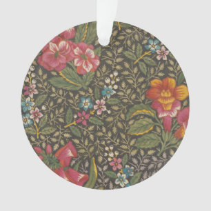 Ornamento Antiquado Toile de Jouy 1800s Floral Branches