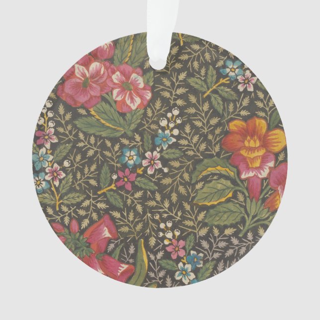 Ornamento Antiquado Toile de Jouy 1800s Floral Branches (Frente)