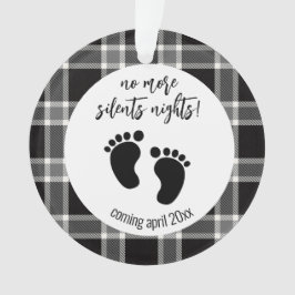 Ornamento Anúncio de Gravidez Natal Xadrez Negra