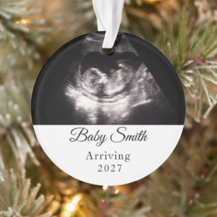 Ornamento Anúncio de Ultrassom Personalizado de Bebê em Foto