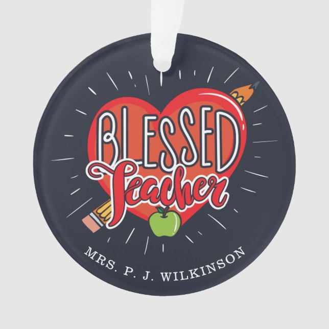 Ornamento Apple Cardíaca de Professora da Escola Personaliza (Frente)