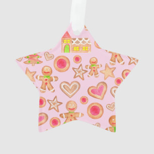 Ornamento aquarela biscoitos de pão de Natal