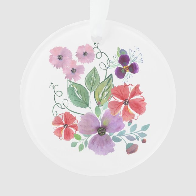 Ornamento Aquarela, flores. (Frente)