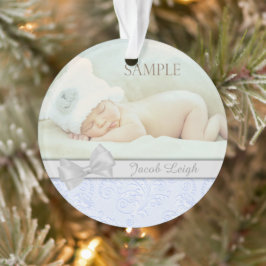 Ornamento Arco de prata Blue Pastel Baby 1rua Foto de Natal