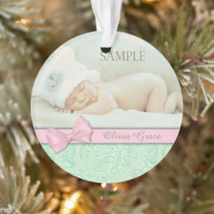 Ornamento Arco Rosa Pastel Verde Bebê 1rua Foto de Natal