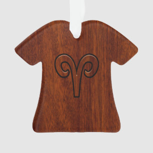 Ornamento Aries Zodíaco Símbolo Brown Mahogany como impressã